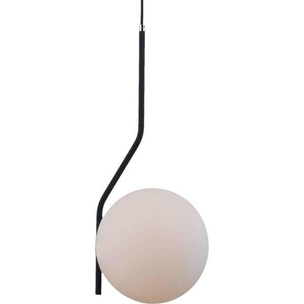 Lampa wisząca Italux Loftowa LAMPA wisząca CARIMI PND-3300-1-BK metalowa OPRAWA szklany ZWIS kula grafitowa biała