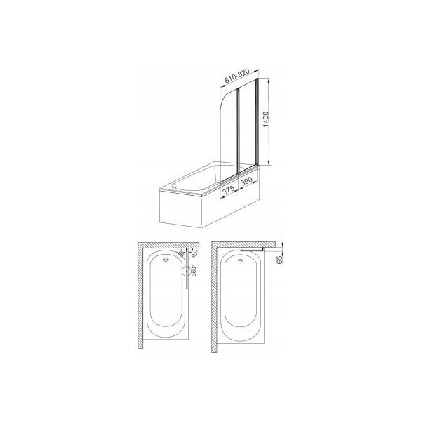 Parawan nawannowy KFA MODERN 2 PARAWAN NAWANNOWY 81/140 CZARNE/CZYSTE // KNA.F170-06941P