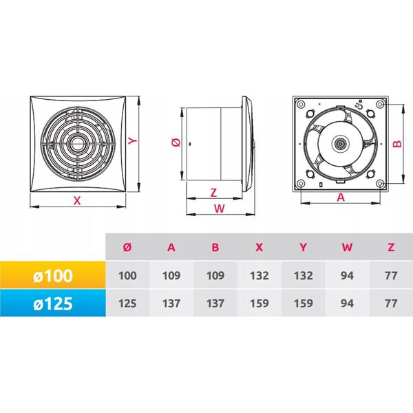 AWENTA Wentylator łazienkowy Silence Awenta WZ125F fi125mm 6W 135m3/h 230V biały