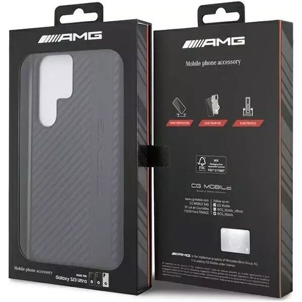 Mercedes Etui AMG AMHCS23LBLSCA do Samsung Galaxy S23 Ultra S918 czarny/black hardcase Carbon Stripe&Embossed
