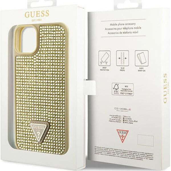 Guess Etui Guess GUHCP14SHDGTPD Apple iPhone 14 złoty/gold hardcase Rhinestone Triangle