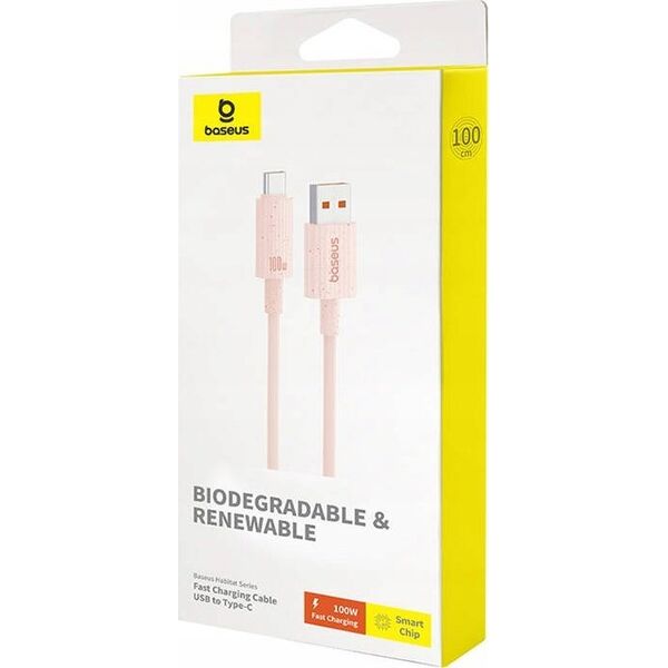Kabel USB Baseus Baseus Habitat Series Fast Charging Cable USB to Type-C 100W 1m Wheat Pink