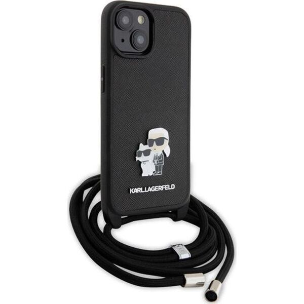 Karl Lagerfeld Karl Lagerfeld KLHCP15MSAKCPSK iPhone 15 Plus 6.7" hardcase czarny/black Crossbody Saffiano Metal Pin Karl & Choupette