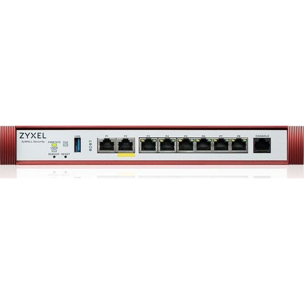 Zapora sieciowa ZyXEL Zyxel USG FLEX100 H Series, 7 Gigabit user-definable ports, 1*1G PoE+, 1*USB with 1 YR Security bundle