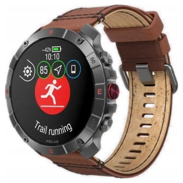 Zegarek sportowy Polar Polar Grit X2 Pro Titanium brązowy skórzany M/L