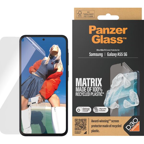 PanzerGlass PanzerGlass Matrix Ultra-Wide Fit Sam A55 5G A556 Screen Protection 7362 with Easy Aligner