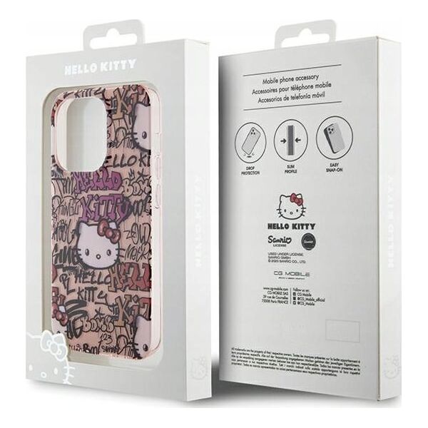 Sourcing Hello Kitty HKHCP13LHDGPTP iPhone 13 Pro / 13 6.1" pink/pink hardcase IML Tags Graffiti