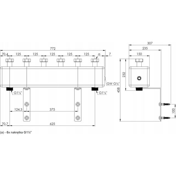 Afriso Afriso rozdzielacz ze sprzęgłem hydraulicznym KSV 125-3, do 70 kW, dla 3 obiegów 77315