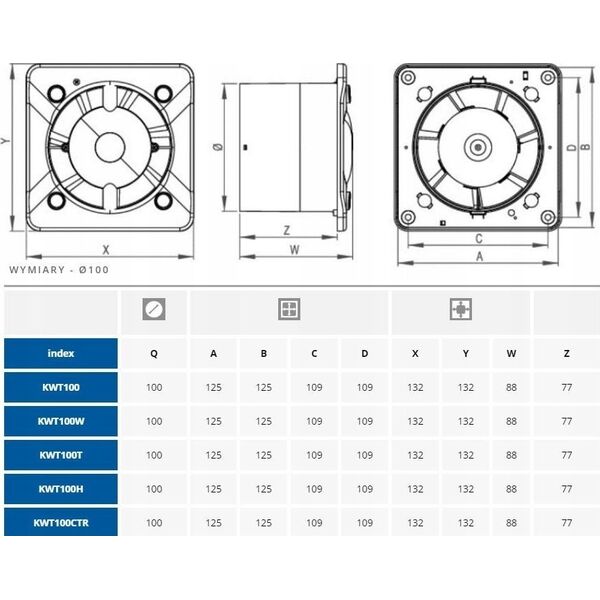 AWENTA Korpus wentylatora Turbo Awenta KWT100M fi100mm 110m3/h 13W 230V biały