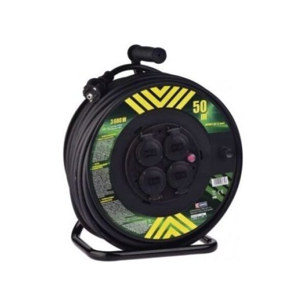 Emos Przedłużacz bębnowy ogrodowy Emos 50 m 4 gniazda 230V 3x2,5 mm2 czarny P084503