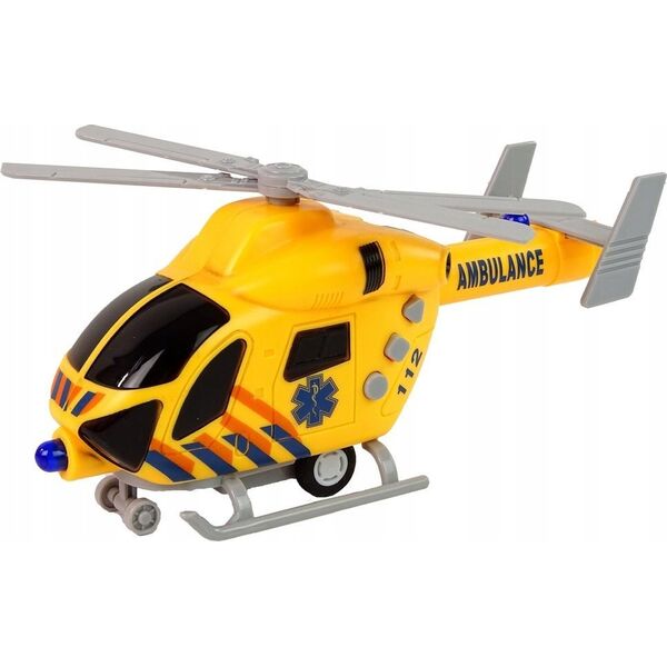 LeanToys Helikopter Ratunkowy Ambulans Żółty Dźwięk Światła Śmigła