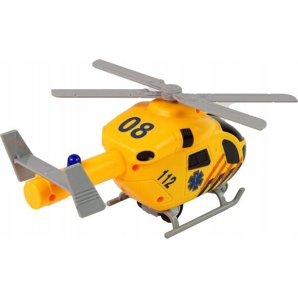 LeanToys Helikopter Ratunkowy Ambulans Żółty Dźwięk Światła Śmigła