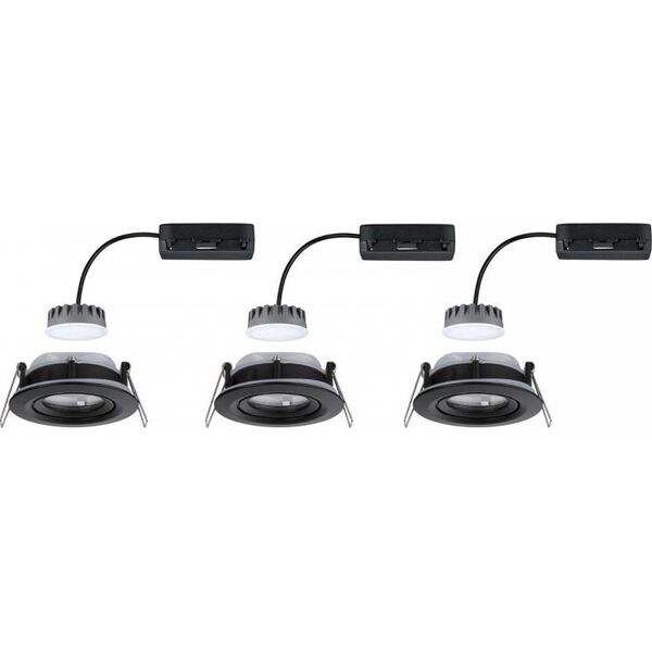 Paulmann Oprawa do wbudowania NOVA PLUS COIN LED DIM wychylna zestaw 3x6W 470lm 93mm 2700K IP65 230V czarny matowy