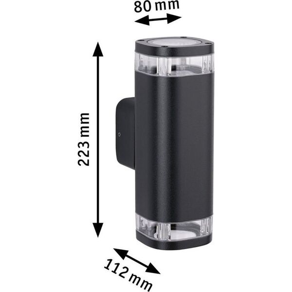 Kinkiet Paulmann Oprawa elewacyjna COLUM GU10 max 2X20W IP44 odporna na wodę morską 230V antracyt aluminium