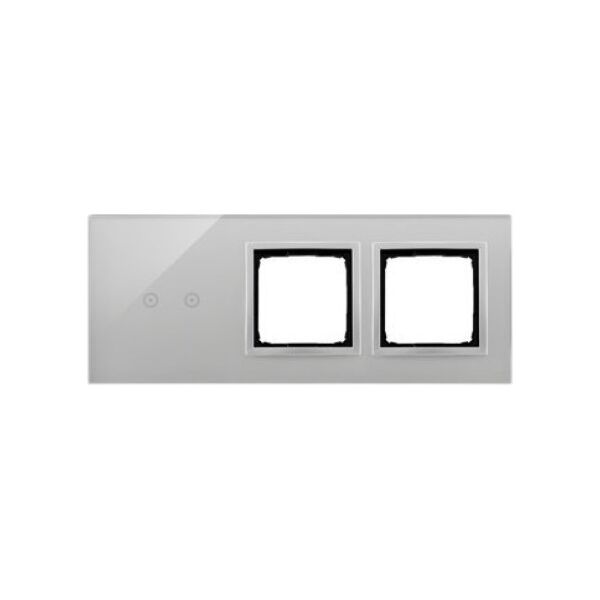 Kontakt-Simon Panel dotykowy Kontakt-Simon 54 Touch DSTR3200/71 trzy moduły dwa pola dotykowe poziome otwór na osprzęt otwór na osprzęt srebrna mgła