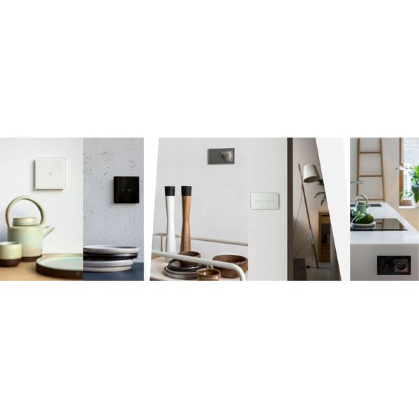 Kontakt-Simon Panel dotykowy Kontakt-Simon 54 Touch DSTR3330/70 trzy moduły dwa pola dotykowe pionowe dwa pola dotykowe pionowe otwór na osprzęt biała perła
