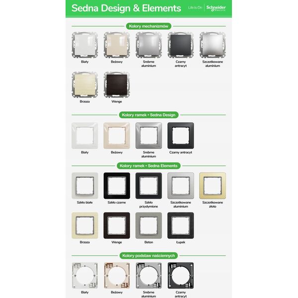 SCHNEIDERE Łącznik schodowy Schneider Sedna Design SDD113106L z podświetleniem srebrne aluminium Design & Elements