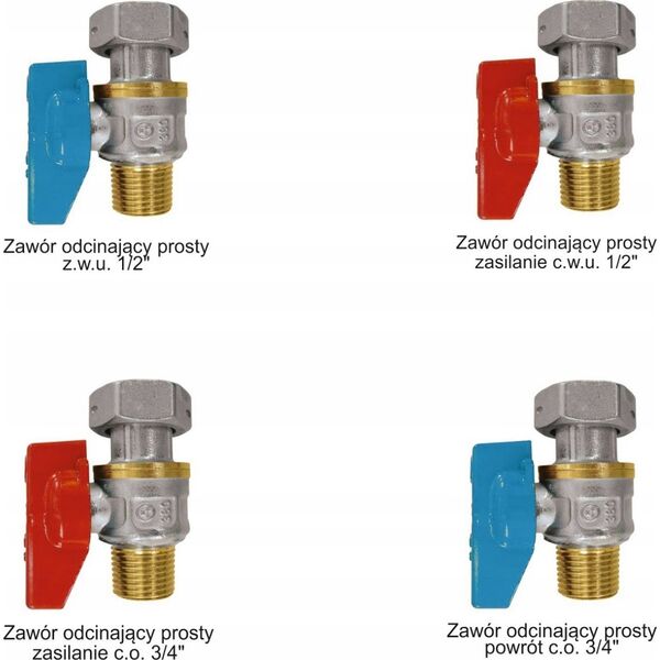 Samee Samee uniwersalny zestaw zaworów prostych do kotłów gazowych dwufunkcyjnych (2 szt. x 1/2" + 2 szt. x 3/4") ZBP-KIT-22-U