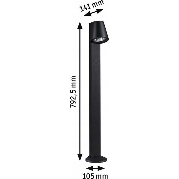 Paulmann Oprawa ogrodowa CAISSA LED 9W 700lm 3000K 793mm IP44 antracyt / aluminium