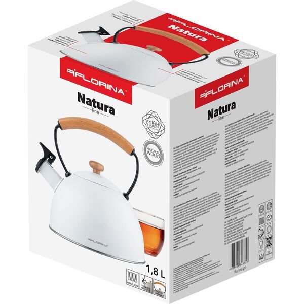 Florina Czajnik nierdzewny 1,8 l New Natura Line biały