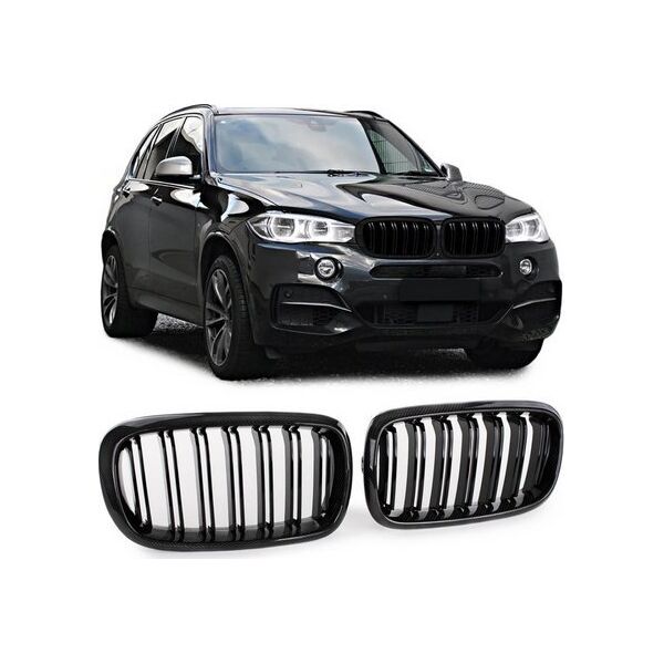 MTuning Grill sportowy podwójne żeberka Gloss Black BMW X5 F15 F85 X6 F16 F86 2013-2018