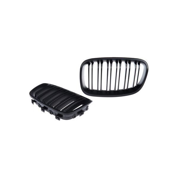 MTuning Grill sportowy podwójne żeberka Matt Black BMW 1 F20 F21 przed liftem 2011-2015