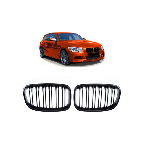 MTuning Grill sportowy podwójne żeberka Matt Black BMW 1 F20 F21 przed liftem 2011-2015
