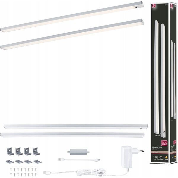 Paulmann Zestaw opraw podszafkowych SET LINE DIM PIR 2x6W 2x500lm 550mm 3000K 230V chrom matowy / aluminium