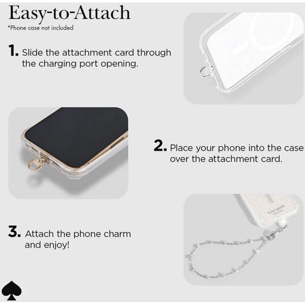 Case-Mate Kate Spade New York Universal Phone Charm Wristlet - Uniwersalna smyczka do telefonu (Dazzle Chain Silver)