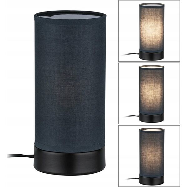 Lampa stołowa Paulmann Lampka stołowa PIA max.1x25W E14 z wyłącznikiem 230V czarny matowy / metal / tkanina