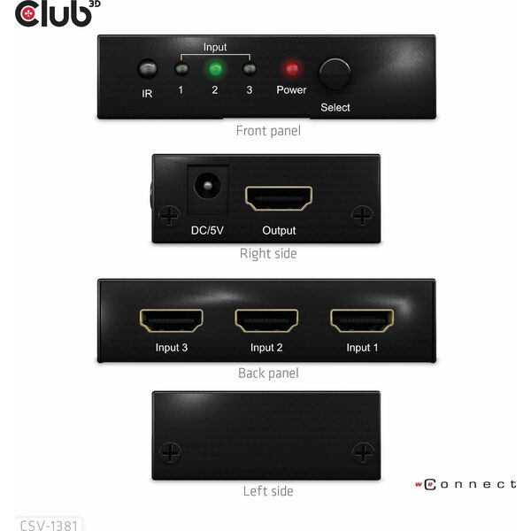 Club 3D Club3D HDMI Switchbox 3 Eingänge -> 1 Ausgang  8K60Hz UHD retail