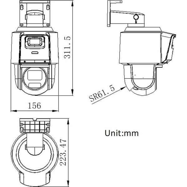 Kamera IP Hikvision KAMERA IP SZYBKOOBROTOWA ZEWNĘTRZNA DS-2SE3C410MWG-E/14(2.8MM) TandemVu - 3.7Mpx 5.76... 57.6mm Hikvision