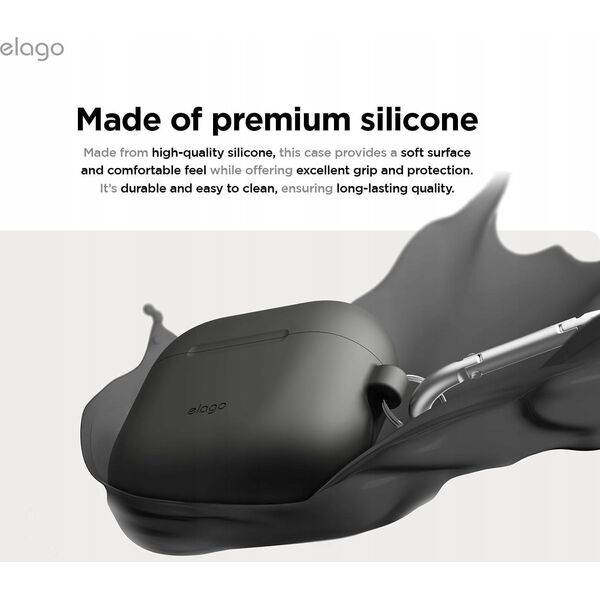 Elago Elago AirPods 4 Hang Silicone Case - etui z karabińczykiem do AirPods 4 czarne - Gwarancja bezpieczeństwa. Proste raty. Bezpłatna wysyłka od 170 zł.