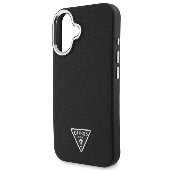 Original Case IPHONE 16 PLUS Guess Hardcase Grained Triangle MagSafe (GUHMP16MPGTSPSK) black 3666339302313