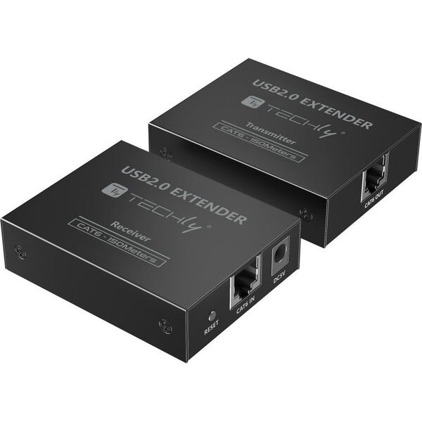 HUB USB Techly Extender / HUB Techly 4-Portowy USB 2.0 Cat6 do 150m