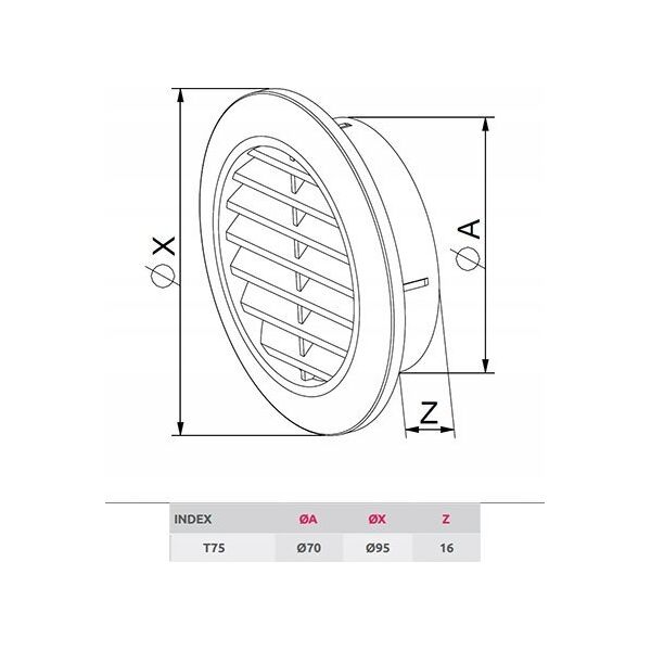 Κάλυμμα αερισμού AWENTA Awenta Classic T75CZ Mini-Awent Fi70 μαύρο 13516588 5905033315372