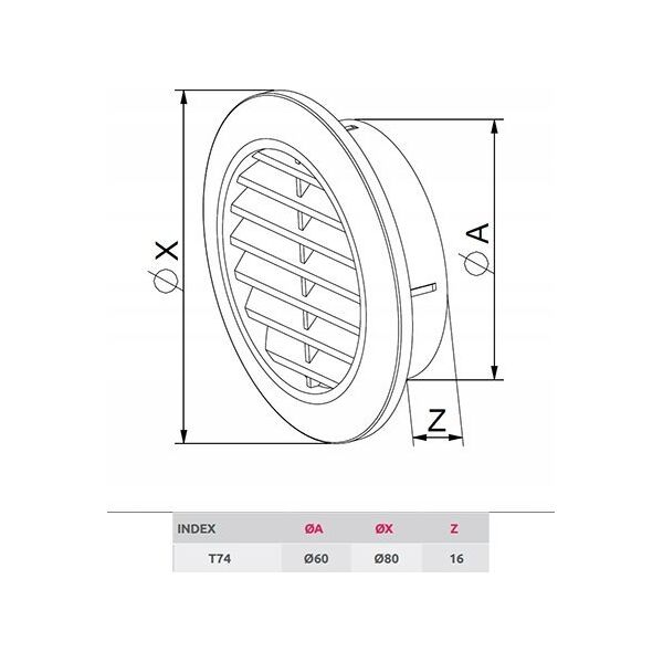 Κάλυμμα αερισμού AWENTA Awenta Classic T74CZ Mini-Awent Fi60 μαύρο 13685318 5905033315334