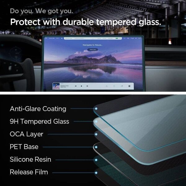 Spigen Spigen Glass FC Tesla Model X 2022/ Model S 2021 "EZ FIT" szkło hartowane AGL04688