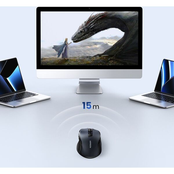 Mysz Ugreen Optyczna mysz myszka bezprzewodowa USB 2.4GHz / Bluetooth 5.0 4000 DPI czarny Optyczna mysz myszka bezprzewodowa USB 2.4GHz / Bluetooth 5.0 4000 DPI czarny