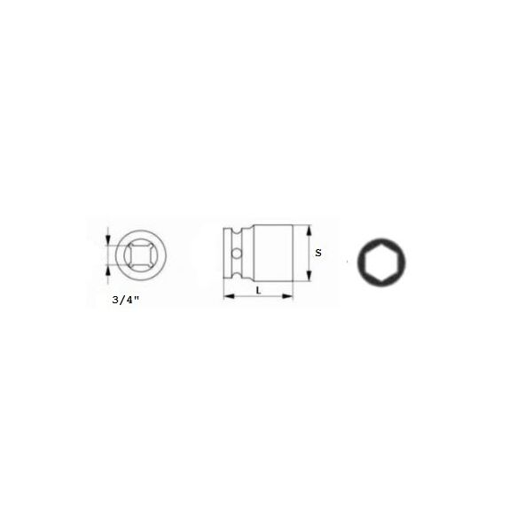Jonnesway Nasadka 6-kątna 3/4" 32mm (S04H6132)