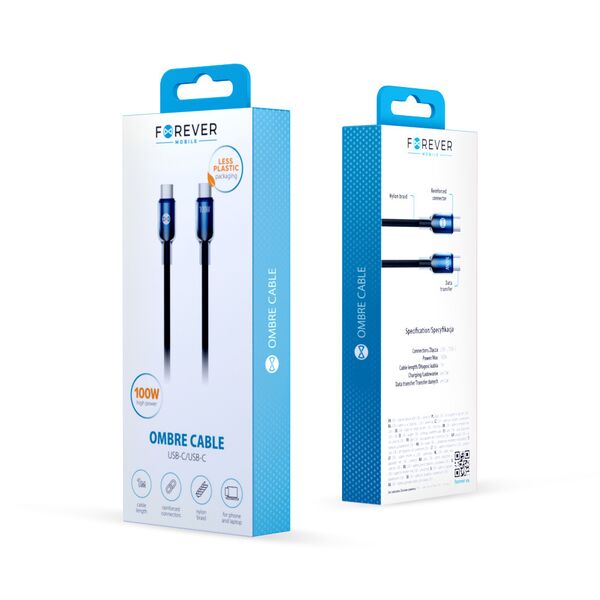 Forever Ombre cable USB-C - USB-C 1,0 m 100W black 5906961902573