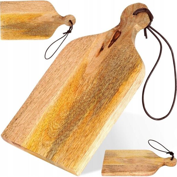 Deska do krojenia Home Styling Collection Deska do krojenia z drewna mango, z uchwytem, 10 x 19,5 x 1,3 cm