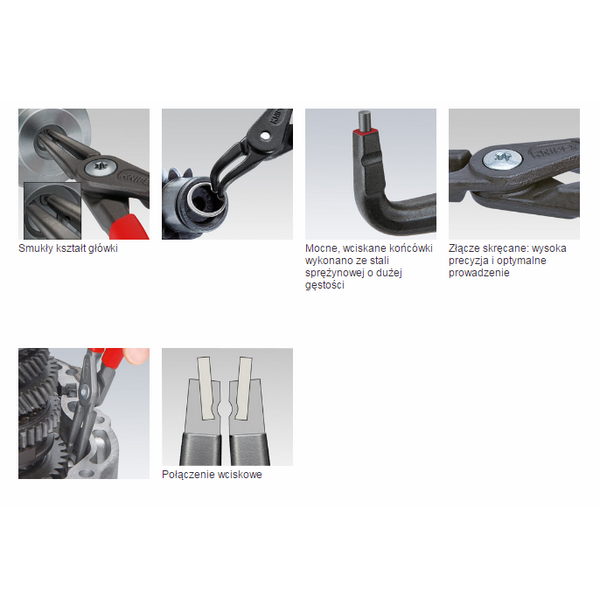 Knipex Szczypce do pierścieni osadniczych wewnętrzne wygięte 165mm (4821J21)