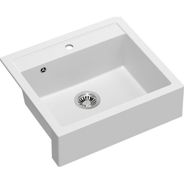 Zlewozmywak Quadron BILL 110 GraniteQ snow white/elementy stalowe