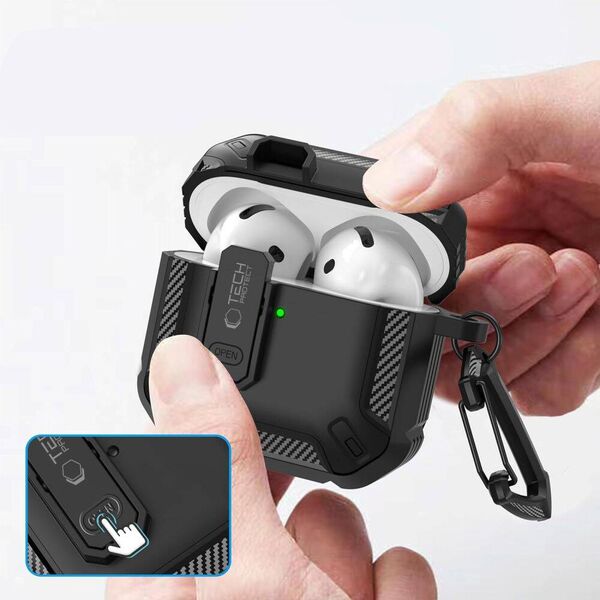 Case APPLE AIRPODS 4 Tech-Protect Carbonox black 5906302380312