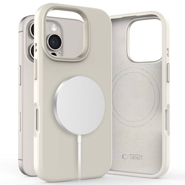 Case IPHONE 16 PRO Tech-Protect Silicone Pure MagSafe Cosmic Latte 5906302372584