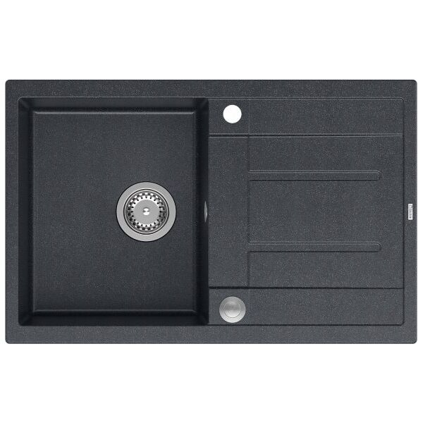 Zlewozmywak GraniteQ MORGAN 111 GraniteQ zlewozmywak black diamond z syfonem Push To Open 1-komorowy z/o / elementy stal szlachetna