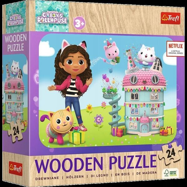 Trefl Puzzle drewniane 24 elementy Wesoła Gabby i przyjaciele