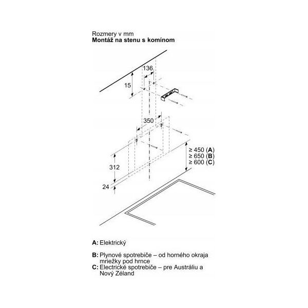 Okap Bosch Bosch Serie 2 DWK65DK60 okap kuchenny Naścienny Czarny 430 m³/h A