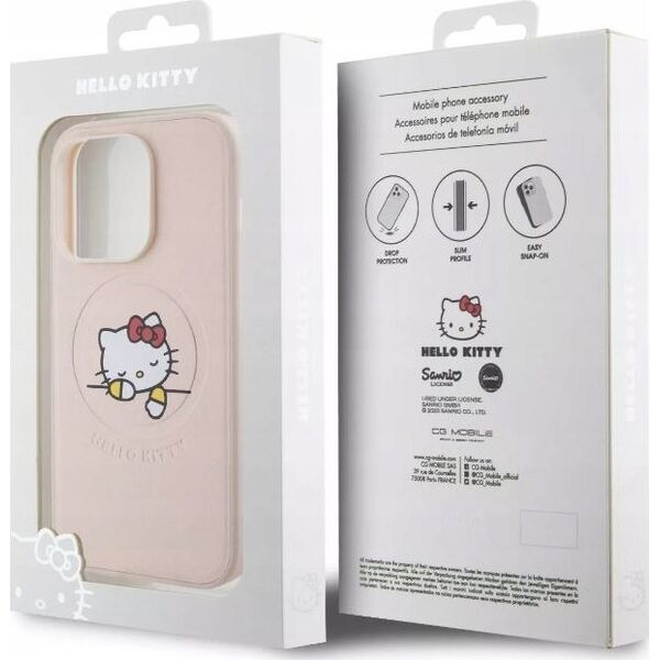 Vega HELLO KITTY PU KITTY ASLEEP LOGO MAGSAFE CASE DO IPHONE 15 PRO RÓŻOWY>